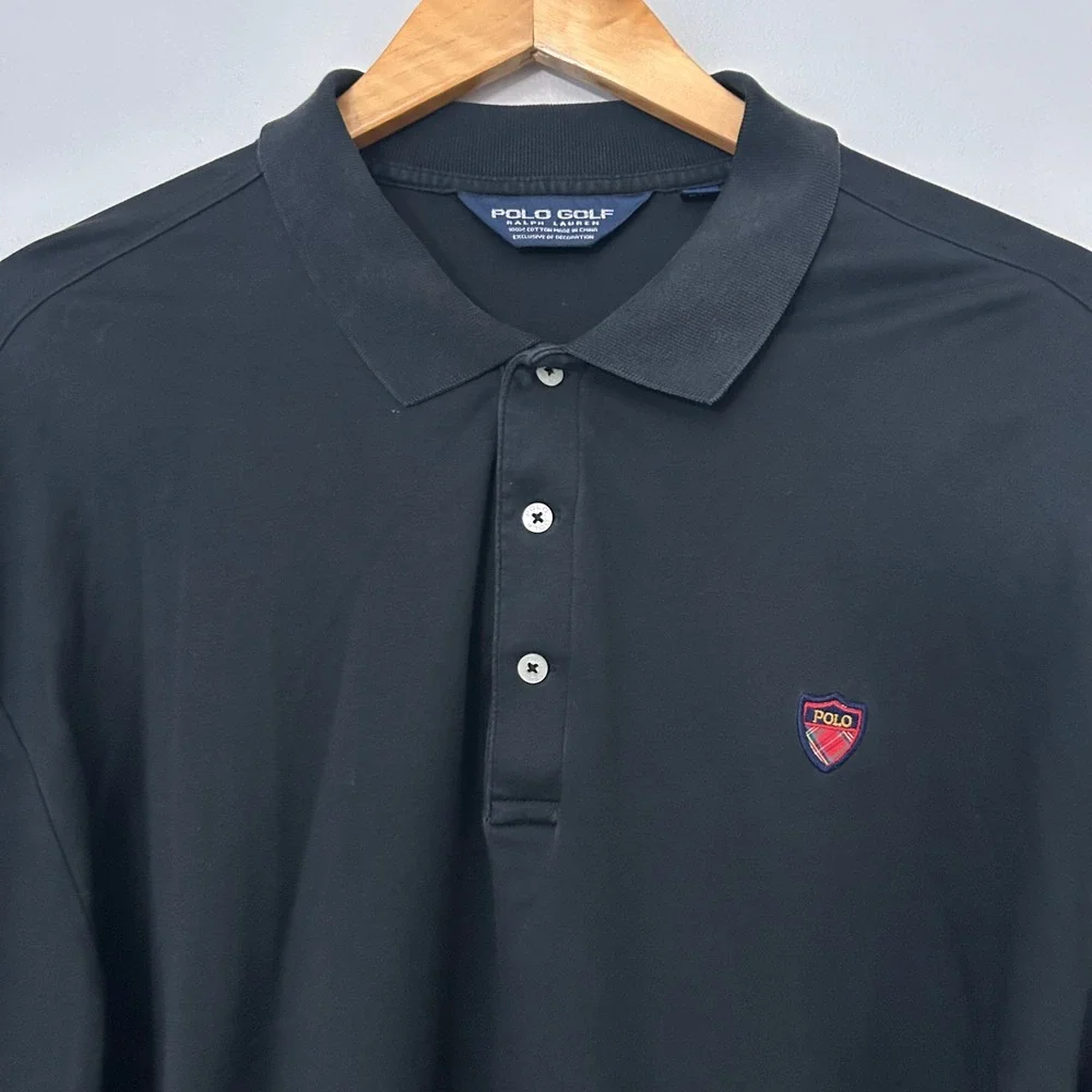 Polo Ralph Lauren Golf‎ Polo Shirt Mens XL Black Long Sleeve Cotton Crest Logo